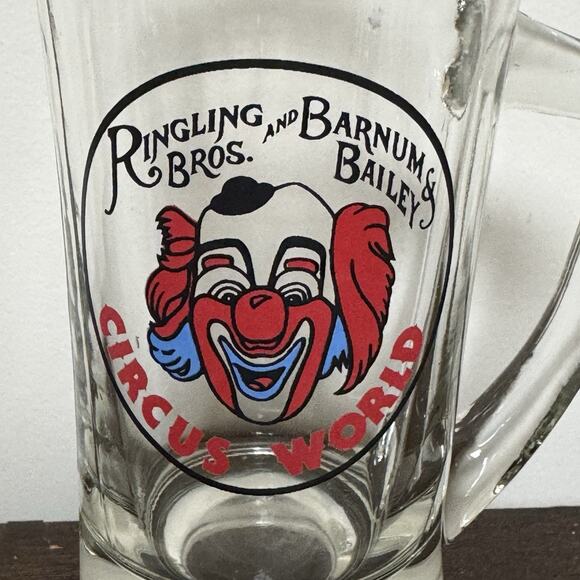 VTG RINGLING BROS. and BARNUM & BAILEY Circus World Glass Mug Stein Clown 1970's - Picture 2 of 15